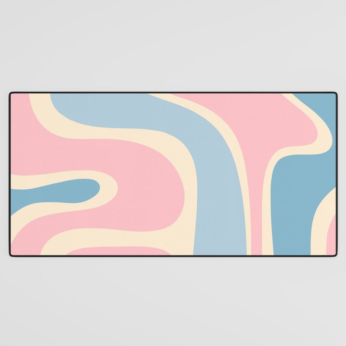 Retro Abstract Copacetic Pattern Pastel Pink and Blue Desk Mat Gallery Image 3