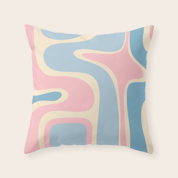 Retro Abstract Copacetic Pattern Pastel Pink and Blue Throw Pillow Gallery Image 6