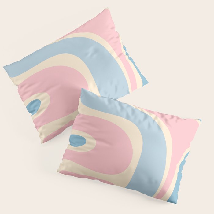 Retro Abstract Copacetic Pattern Pastel Pink and Blue Pillow Sham Gallery Image 3