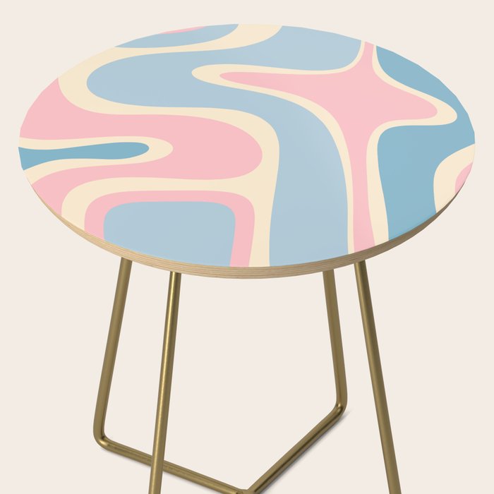 Retro Abstract Copacetic Pattern Pastel Pink and Blue Side Table Gallery Image 2