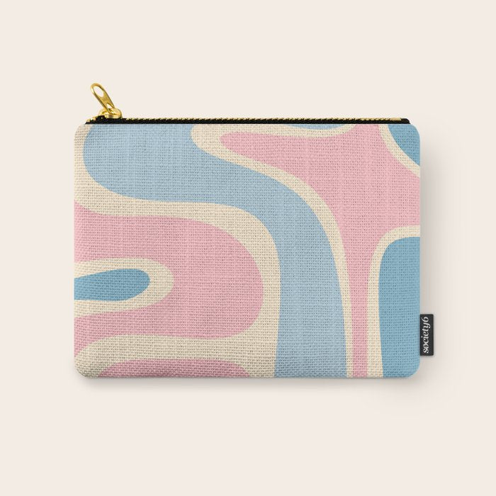 Retro Abstract Copacetic Pattern Pastel Pink and Blue Carry All Pouch Gallery Image 1