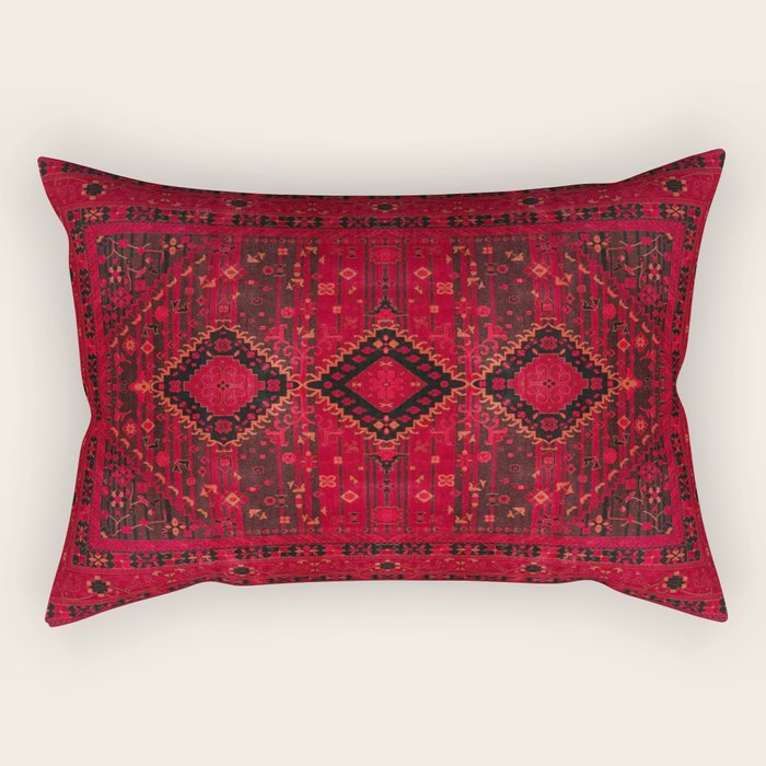 Scarlet Elegance: Oriental Moroccan & Ottoman Artistry Rectangular Pillow Gallery Image 2
