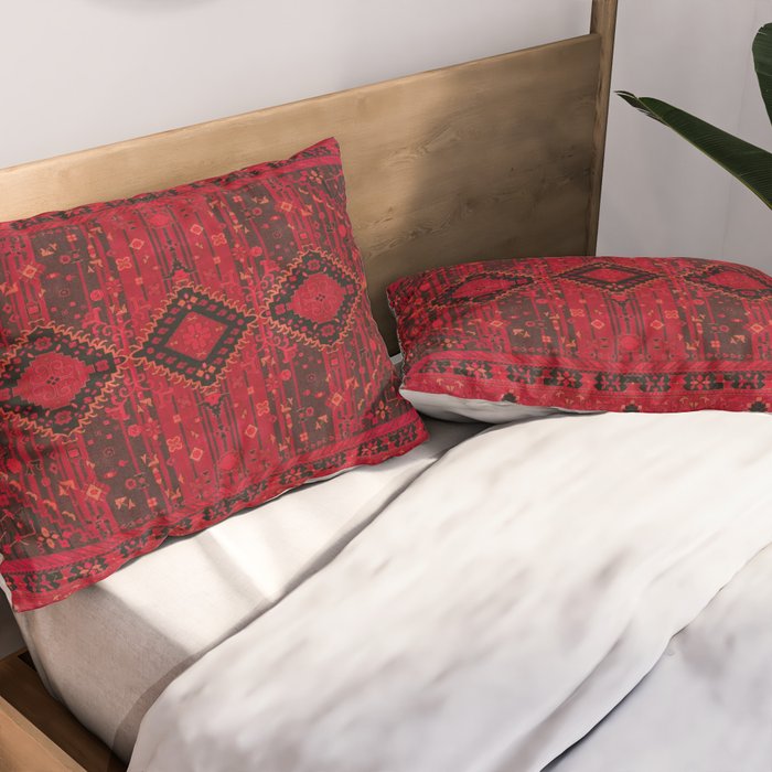 Scarlet Elegance: Oriental Moroccan & Ottoman Artistry Pillow Sham Gallery Image 2