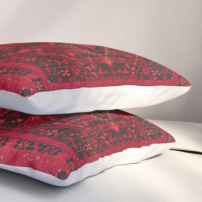 Scarlet Elegance: Oriental Moroccan & Ottoman Artistry Pillow Sham Gallery Image 3