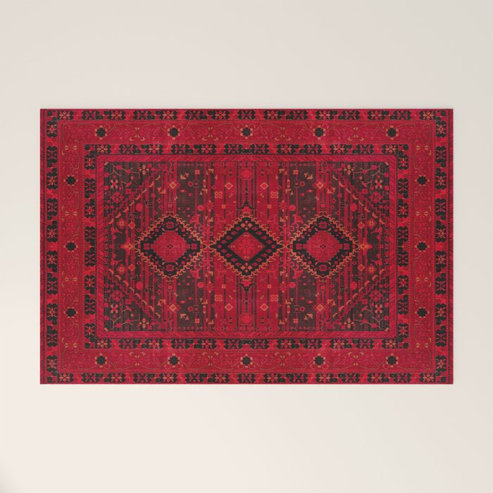 Scarlet Elegance: Oriental Moroccan & Ottoman Artistry Welcome Mat Gallery Image 1