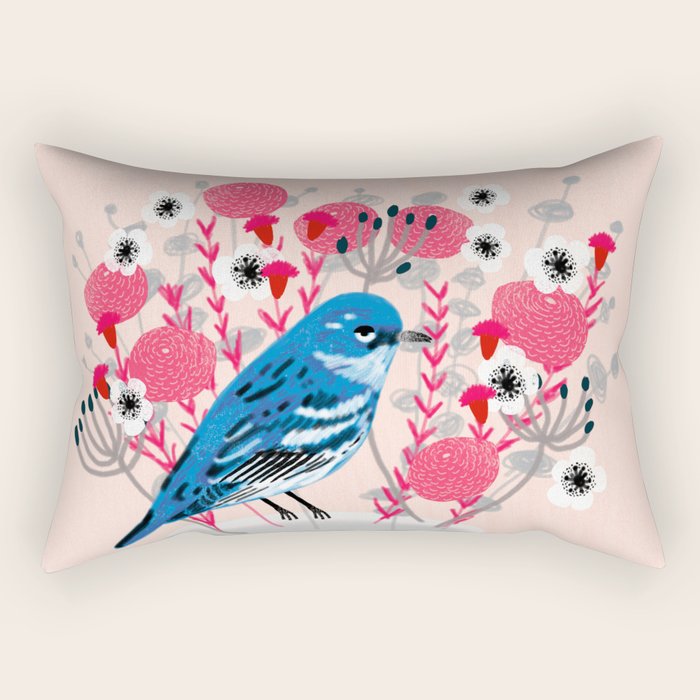 Bird on a Teacup by Andrea Lauren  Rectangular Pillow Gallery Image 1