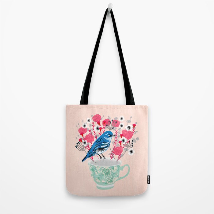 Bird on a Teacup by Andrea Lauren  Tote Bag Gallery Image 2