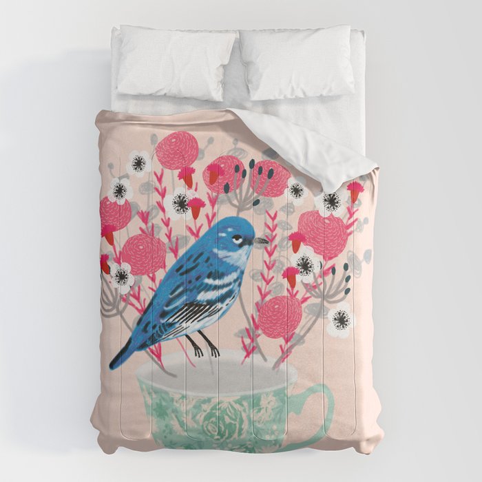 Bird on a Teacup by Andrea Lauren  Comforter Gallery Image 6