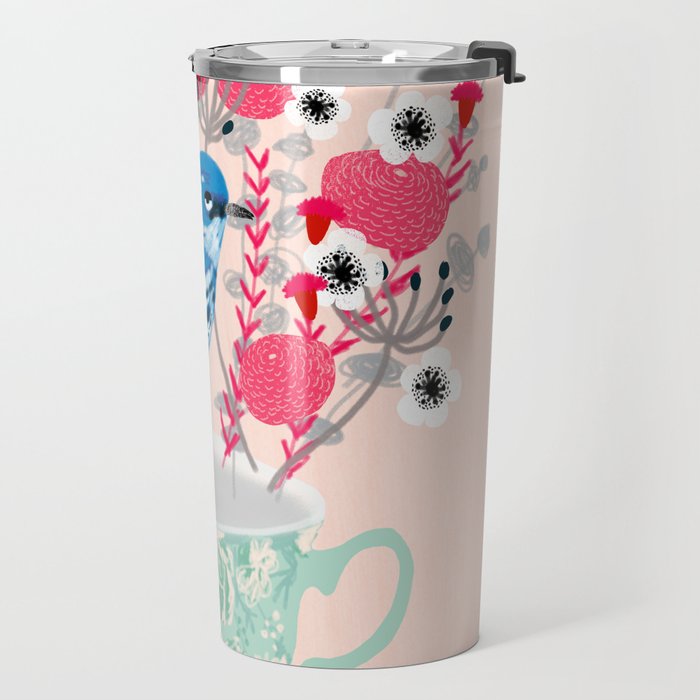 Bird on a Teacup by Andrea Lauren  Travel Mug Gallery Image 2