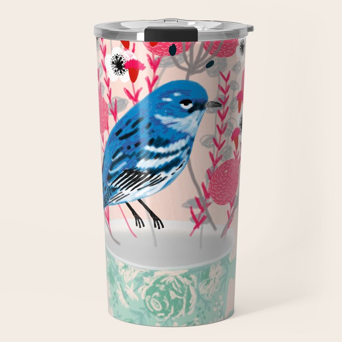 Bird on a Teacup by Andrea Lauren  Travel Mug Gallery Image 1