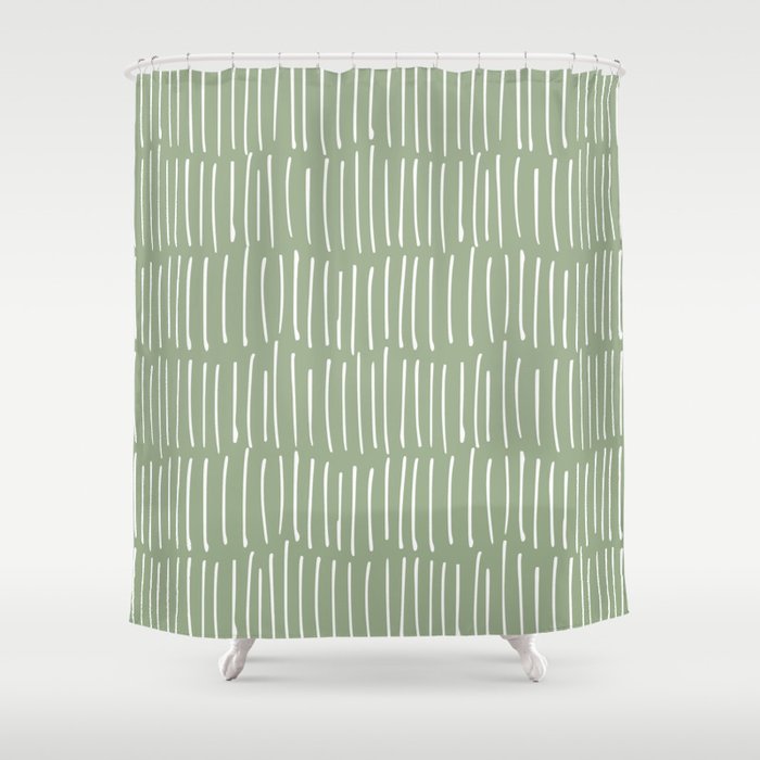 Boho Wall Art, Colour Prints, Sage Green, Line Art Shower Curtain Gallery Image 1