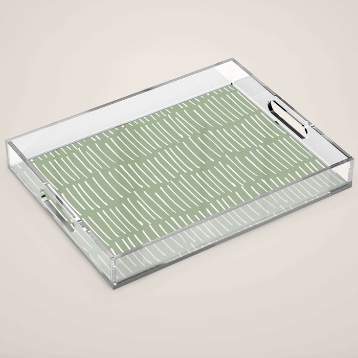 Boho Wall Art, Colour Prints, Sage Green, Line Art Acrylic Tray Gallery Image 1