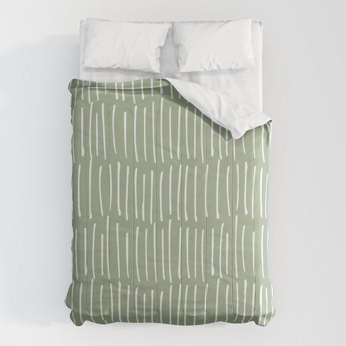 Boho Wall Art, Colour Prints, Sage Green, Line Art Comforter Gallery Image 6