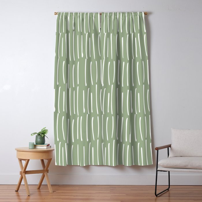 Boho Wall Art, Colour Prints, Sage Green, Line Art Window Curtain Gallery Image 5