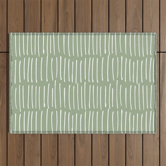 Boho Wall Art, Colour Prints, Sage Green, Line Art Outdoor Rug Gallery Image 1