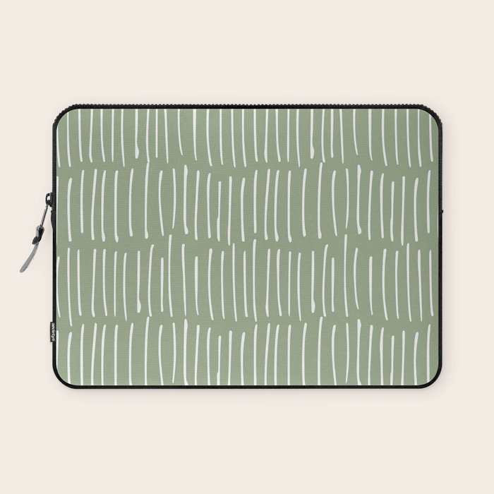Boho Wall Art, Colour Prints, Sage Green, Line Art Laptop Sleeve Gallery Image 1