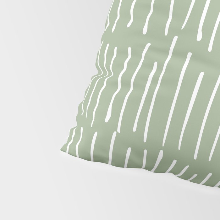 Boho Wall Art, Colour Prints, Sage Green, Line Art Pillow Sham Gallery Image 4