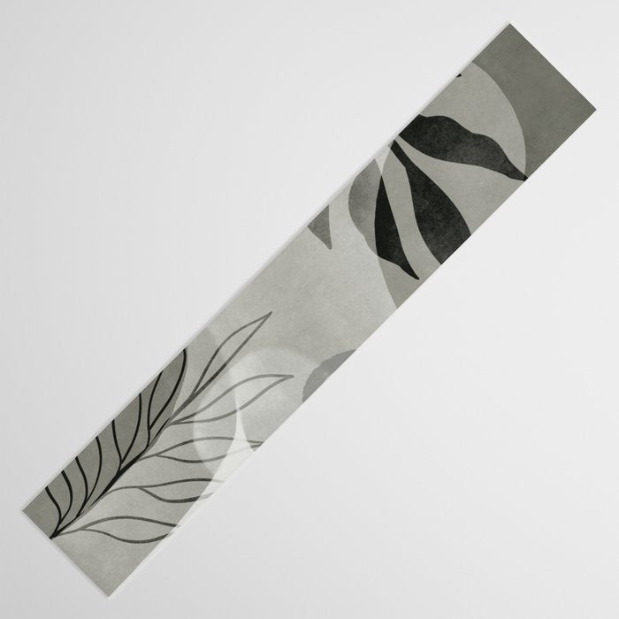 Abstract Botanical Mid Century Art Greenish Grey Table Runner Gallery Image 3