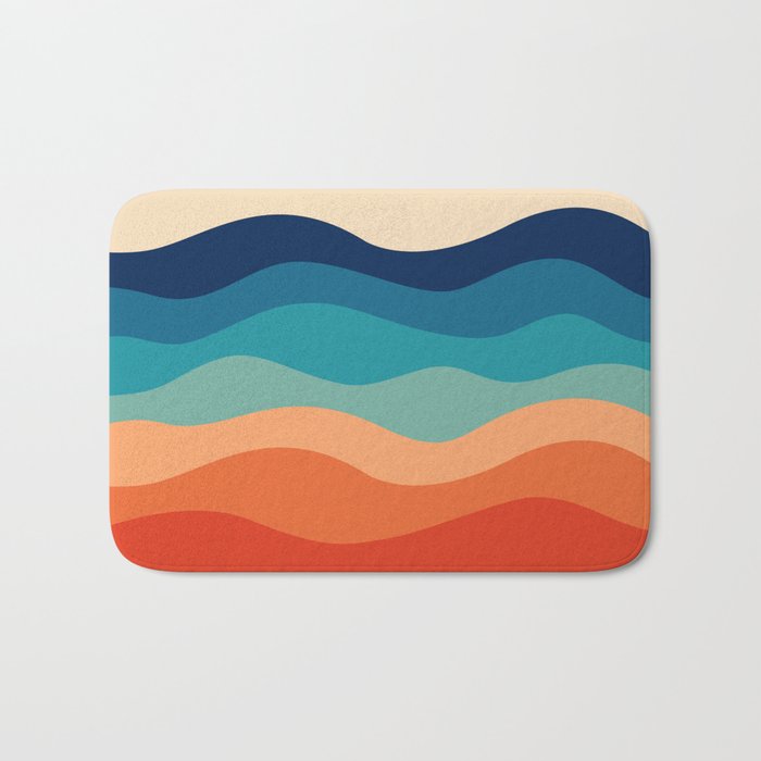 Retro 70s Waves Bath Mat Gallery Image 1