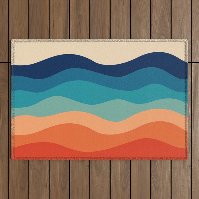 Retro 70s Waves Outdoor Rug Gallery Image 1