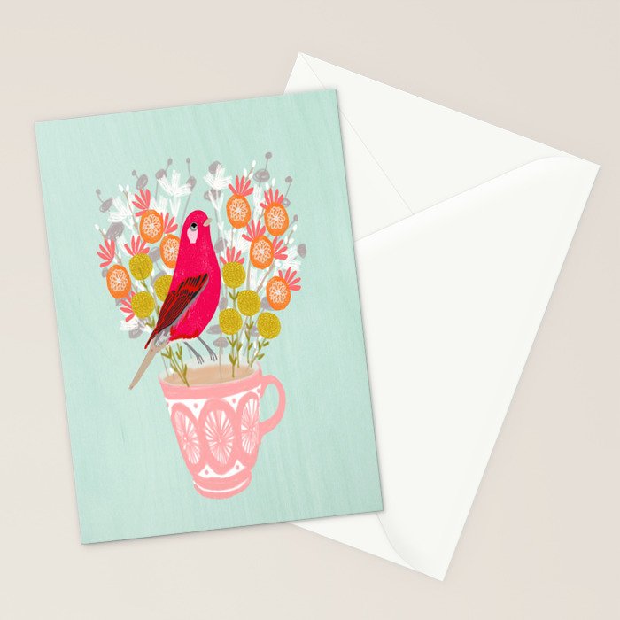 Bird on a Teacup by Andrea Lauren  Stationery Card Gallery Image 2