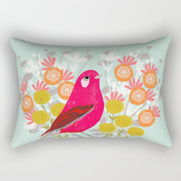 Bird on a Teacup by Andrea Lauren  Rectangular Pillow Gallery Image 2