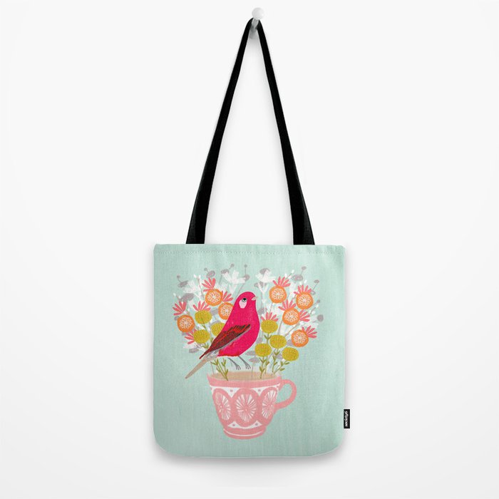 Bird on a Teacup by Andrea Lauren  Tote Bag Gallery Image 2