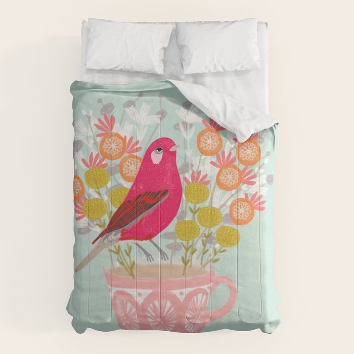Bird on a Teacup by Andrea Lauren  Comforter Gallery Image 6