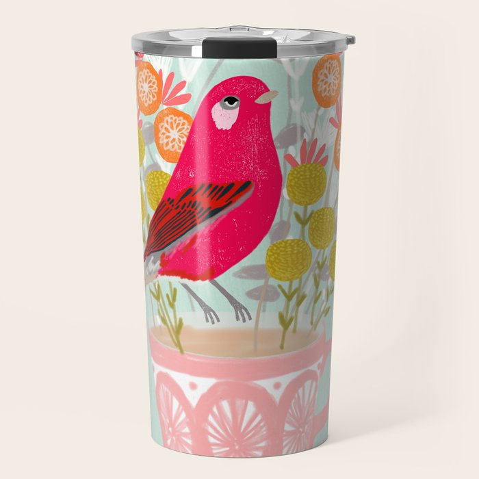 Bird on a Teacup by Andrea Lauren  Travel Mug Gallery Image 1