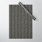 Coquette beige Bows on a black and beige stripes background pattern Wrapping Paper Gallery Image 1