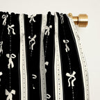 Coquette beige Bows on a black and beige stripes background pattern Window Curtain Gallery Image 2