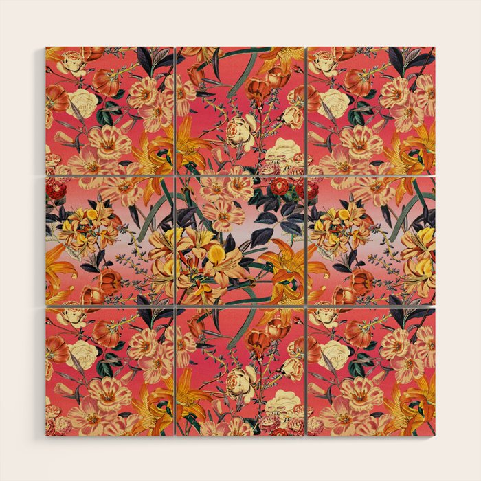 Multicolor Summer Floral Pattern Wood Wall Art Gallery Image 1