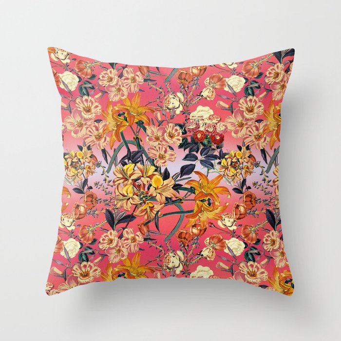 Multicolor Summer Floral Pattern Throw Pillow Gallery Image 1