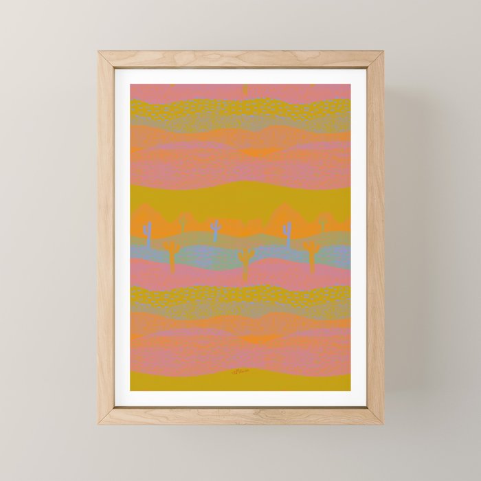 Vintage Western Desert Landscape in Dusty Neon Mini Art Print Gallery Image 1