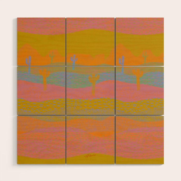 Vintage Western Desert Landscape in Dusty Neon Wood Wall Art Gallery Image 1