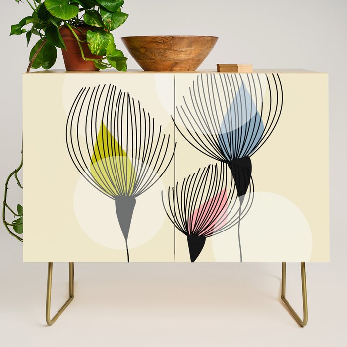 Retro Minimal Flowers Credenza Gallery Image 1