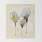 Retro Minimal Flowers Throw Blanket Gallery Image 2