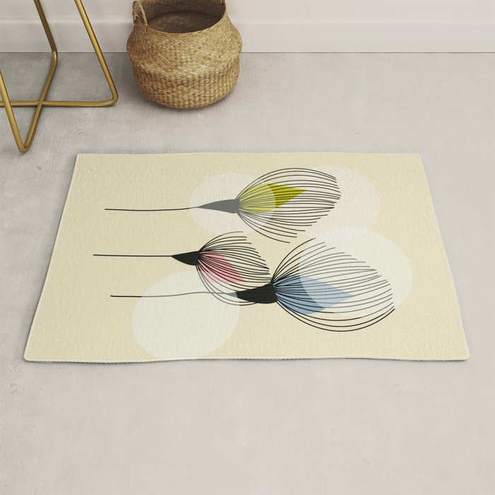 Retro Minimal Flowers Rug Gallery Image 1