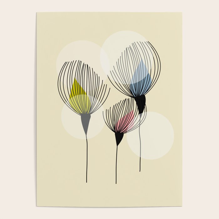 Retro Minimal Flowers Poster Gallery Image 1