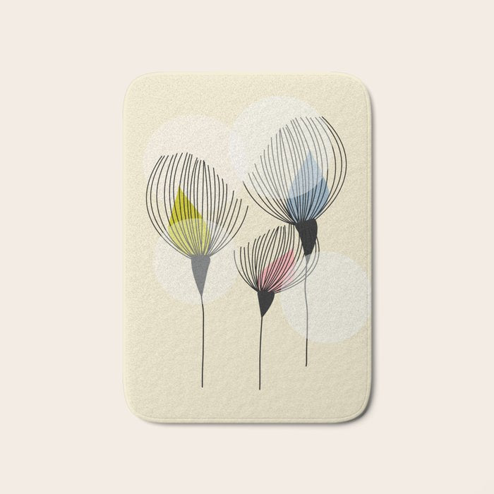 Retro Minimal Flowers Bath Mat Gallery Image 1