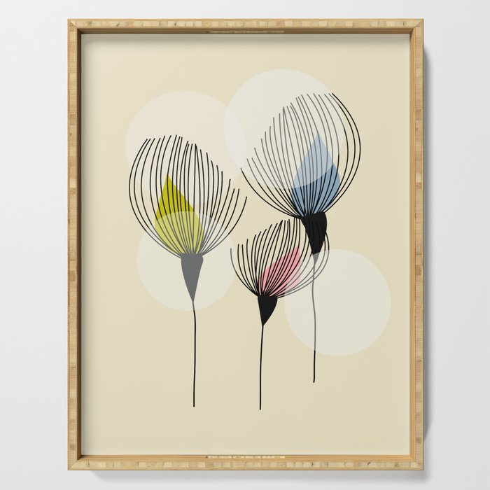 Retro Minimal Flowers Serving Tray Gallery Image 1