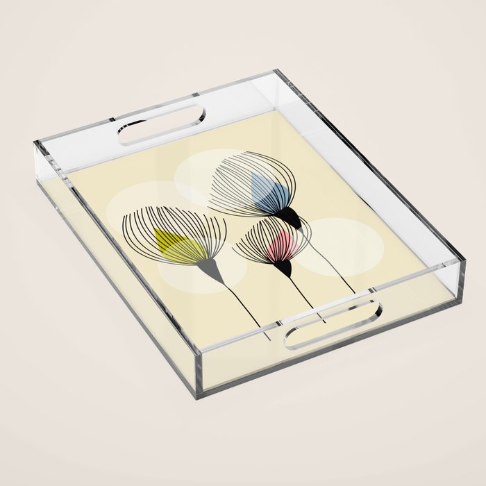 Retro Minimal Flowers Acrylic Tray Gallery Image 1
