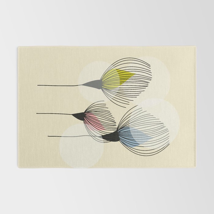 Retro Minimal Flowers Rug Gallery Image 2