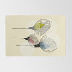 Retro Minimal Flowers Rug Gallery Image 2