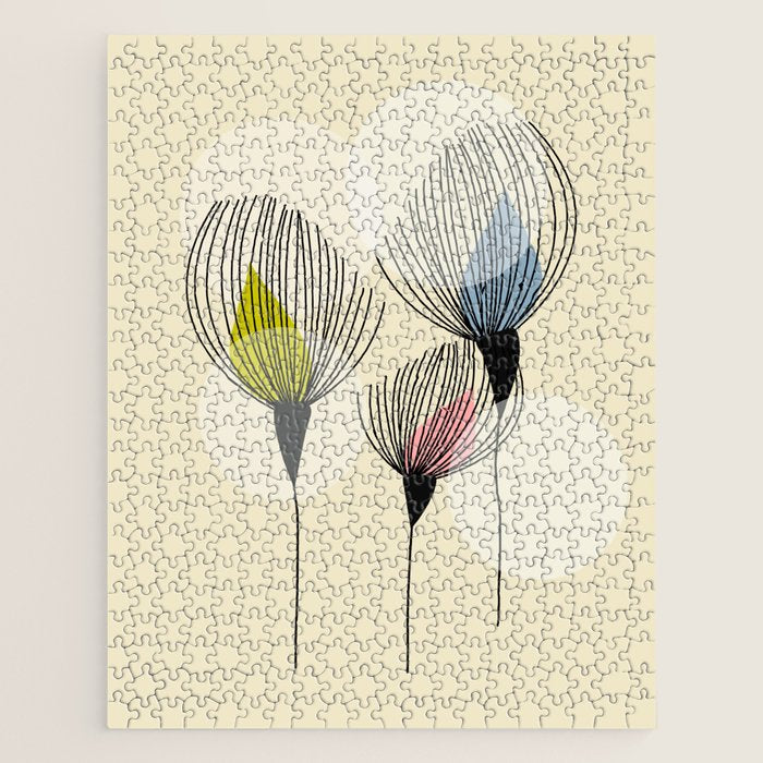 Retro Minimal Flowers Jigsaw Puzzle Gallery Image 1