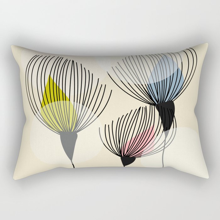 Retro Minimal Flowers Rectangular Pillow Gallery Image 1