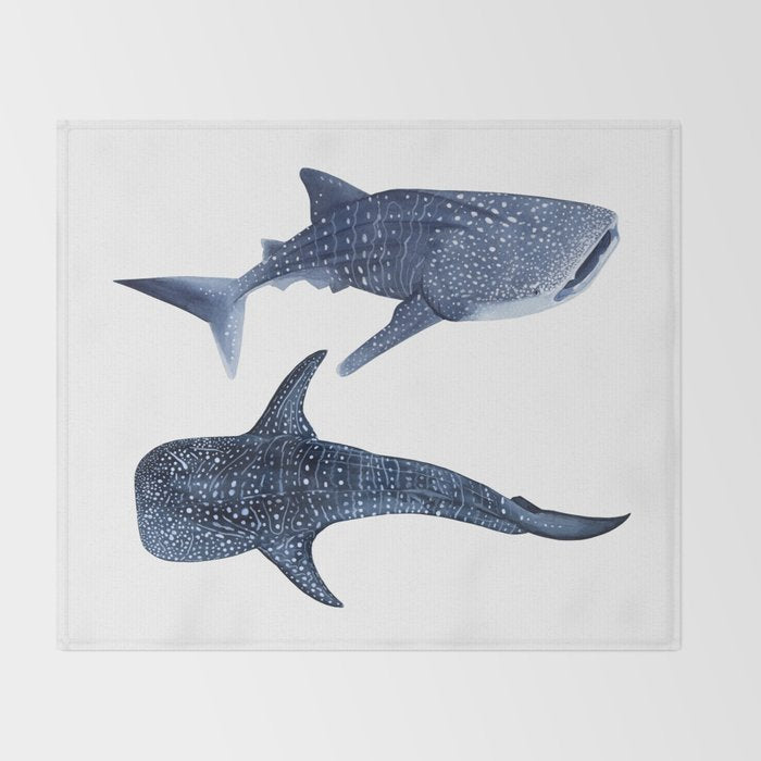 TWO WHALE SHARK Throw Blanket Gallery Image 2