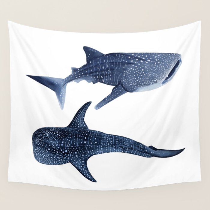 TWO WHALE SHARK Wall Tapestry Gallery Image 1