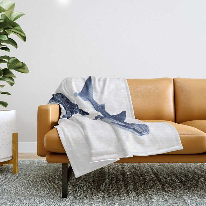 TWO WHALE SHARK Throw Blanket Gallery Image 1