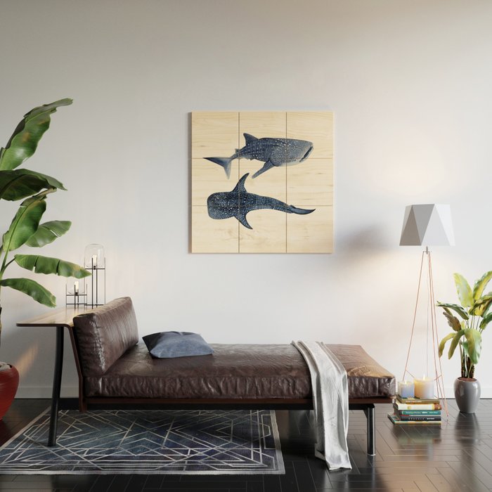 TWO WHALE SHARK Wood Wall Art Gallery Image 2